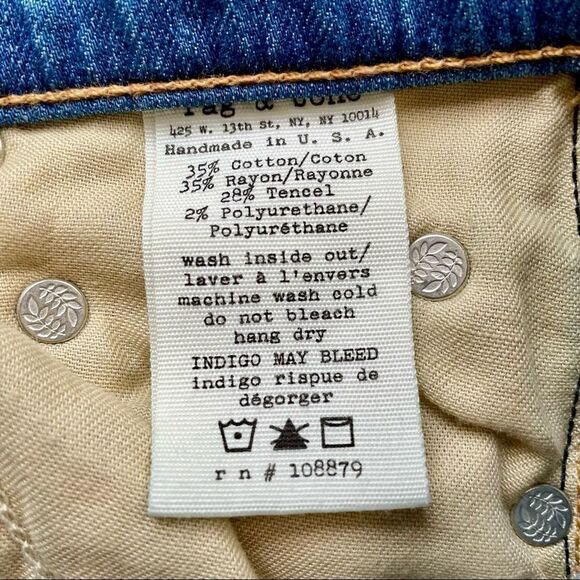 Rag & Bone Denim Blue Paper bag Skinny Pants - Size: 24 - Picture 5 of 9